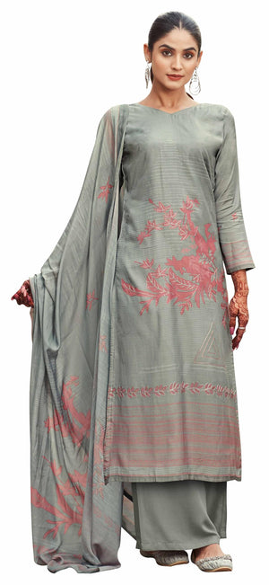 DRAVINAM Trends Unstitch Premium Viscose Bemberg Maslin Suit Dress Material II Pure Maslin Top Fabric with Aari work & Swaroski Detailing I Viscose Rayon Bottom I Digital Printed Maslin Dupatta