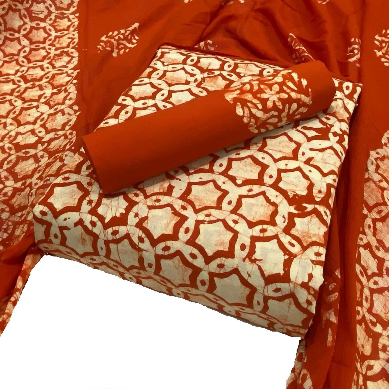 DRAVINAM Trends Unstitched Jaipuri Handmade Wax Batik Print Soft Cotton Dress Material with Dupatta