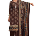 DRAVINAM Trends Un Stitched Women's Woolen Salwar suit Dress Material for winetr wear with warm pashmina shawl dupatta (Dark Brown)
