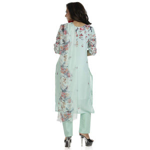 DRAVINAM Trends Women's Fully Stitched Muslin Digital Printed Pant Style Salwar Suit Dress Material with Tabby Lining Printed Dupatta (X-Large_Green)