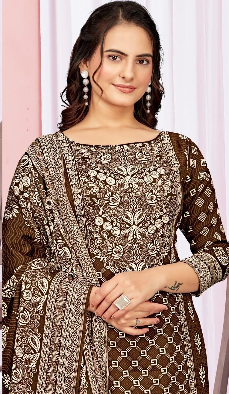 DRAVINAM Trends Women's Unstitched Winter Wear Digital Printed Heavy Woolen Pashmina Salwar Suit Dress Material with Printed Shawl Dupatta