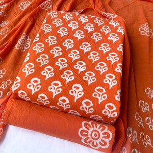 DRAVINAM Trends Unstitched Jaipuri Handmade Wax Batik Print Soft Cotton Dress Material with Dupatta