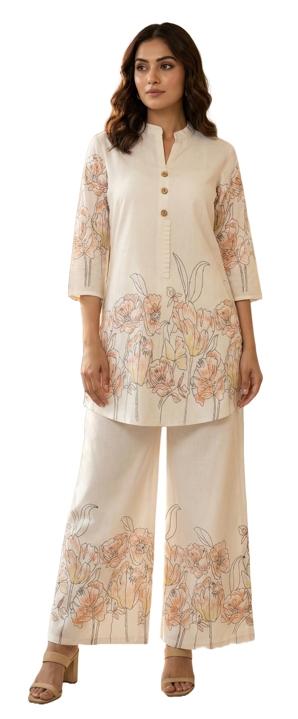 DRAVINAM Trends Women's Printed Cotton Cord Set (XL / 42)