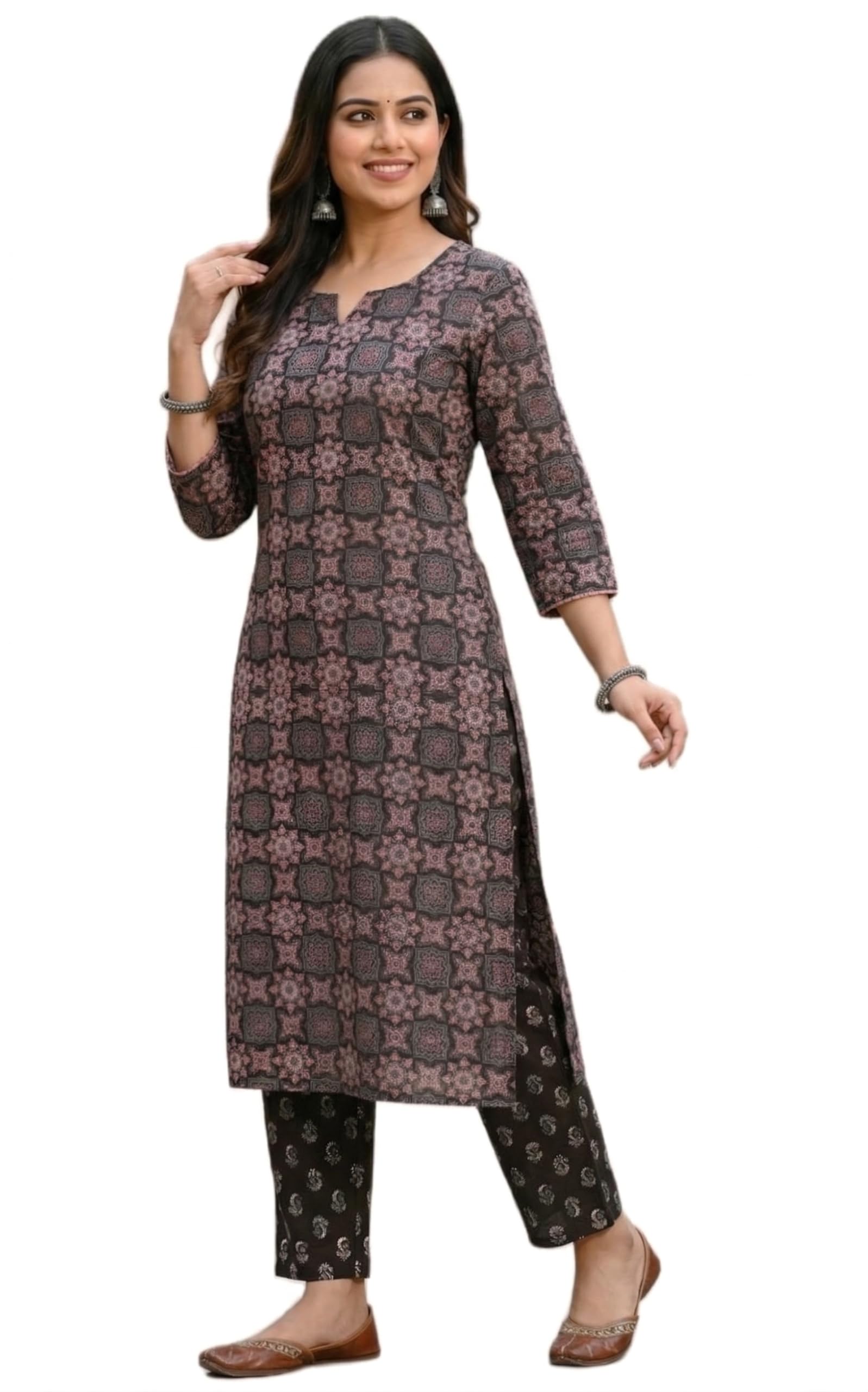 Jaipuri Print Cambric Cotton Unstitched Salwar Suit Dress Material for Women (Kurta Pant Fabric set)