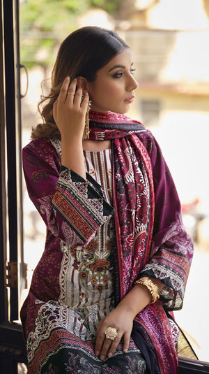 DRAVINAM Trends Women's Pakistani Embroidered Printed Unstitched Pure Cotton Salwar Suit Dress Materials with Printed Cotton Dupatta