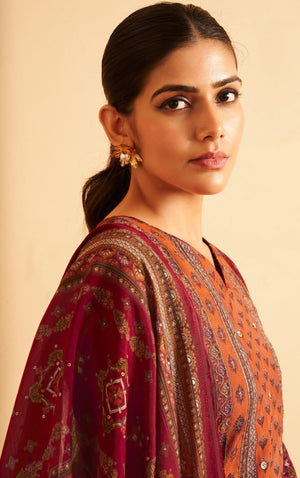 DRAVINAM Trends Women's Unstitched Maslin Suit Material - Embroidered Digital Printed Foil Masline Top II Masline Bottoms II Maslin Digital Dupatta