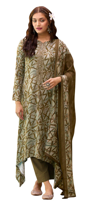 DRAVINAM Trends Women's Unstitched digital Print Woollen Viscose Pashmina embroidered Salwar Suit Dress Material with Wool Pashmina Digital Printed Shawl Dupatta