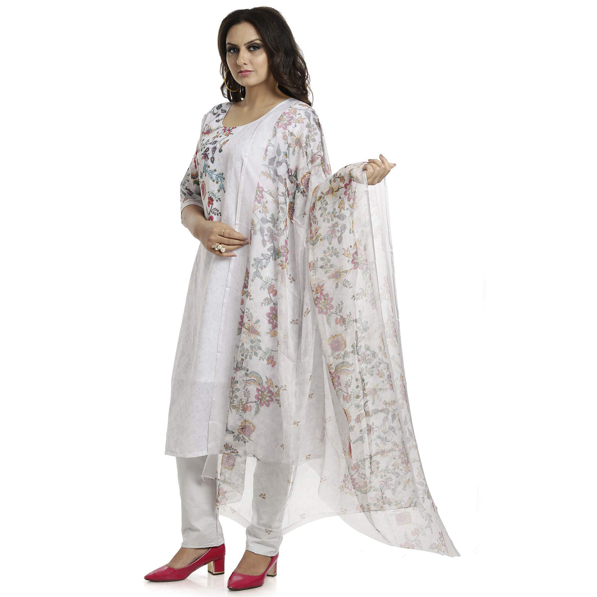 DRAVINAM Trends Women's Unstitched Muslin Digital Printed Salwar Suit Dress Material with Tabby Lining Printed Dupatta (Free size_Sea Green)