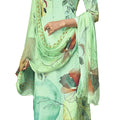 DRAVINAM Trends Women's Unstitched Hand Embroidered Digital Printed Pure Cambric Cotton Palazzo Suit Dress Material with Digital Printed Half Pure Dupatta (Sea Green)