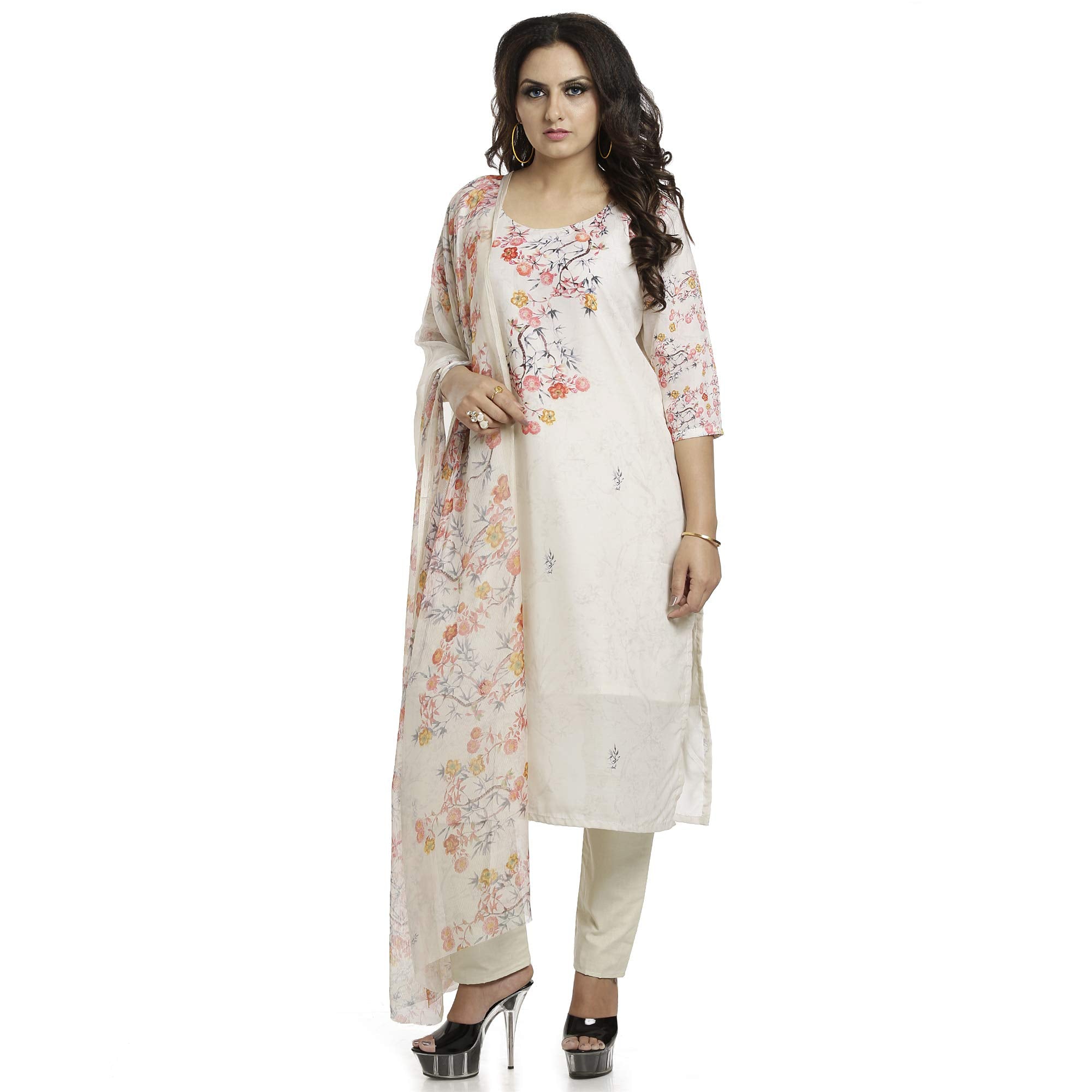 DRAVINAM Trends Women's Unstitched Muslin Digital Printed Salwar Suit Dress Material with Tabby Lining Printed Dupatta (Free size_Sea Green)