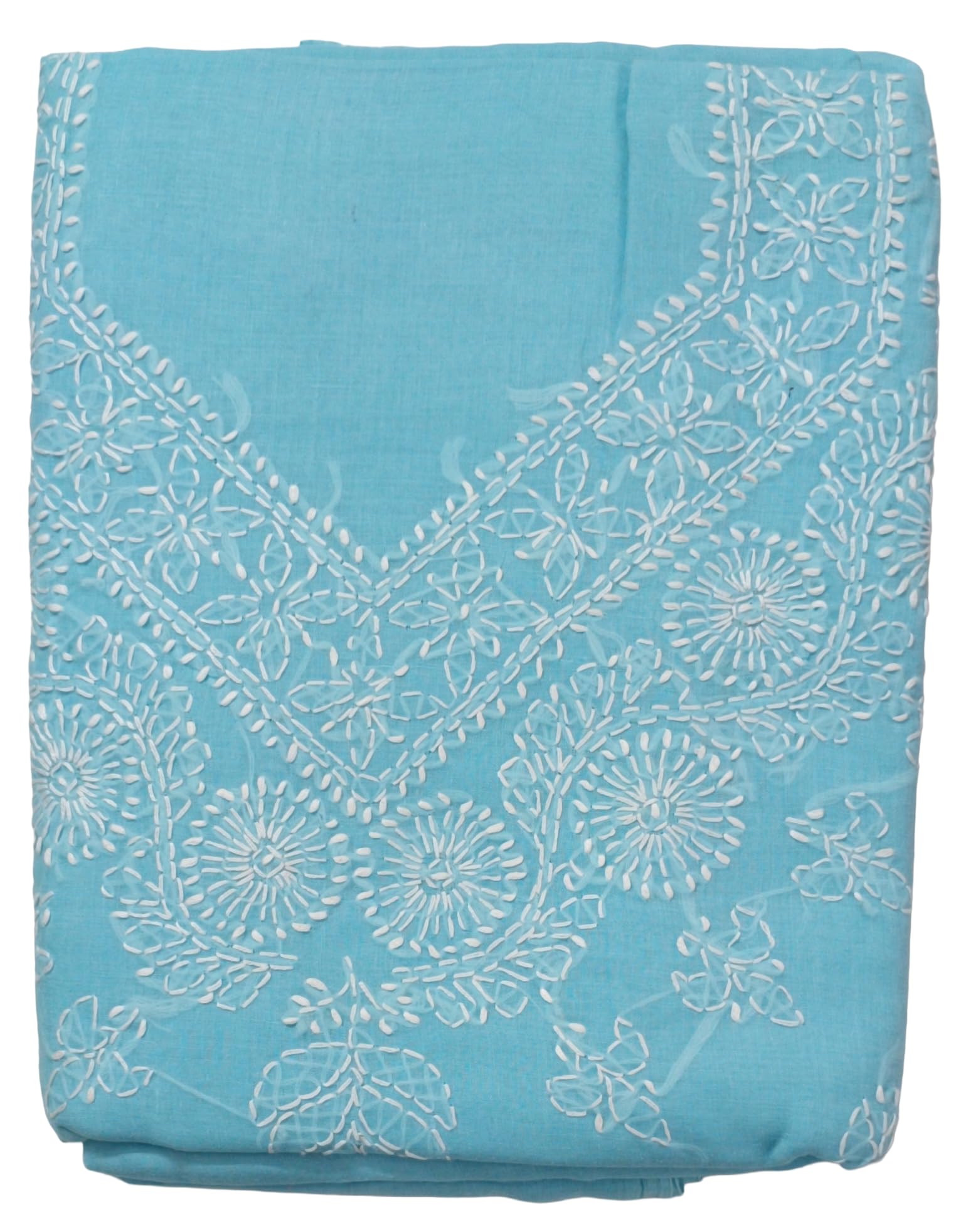 DRAVINAM Trends Women’s Cotton Unstitched Chikankari Suit Set with Dupatta & Bottom | Hand-Embroidered Lucknowi Dress Material | Premium Ethnic Wear for Women | Free Size (3-Piece)