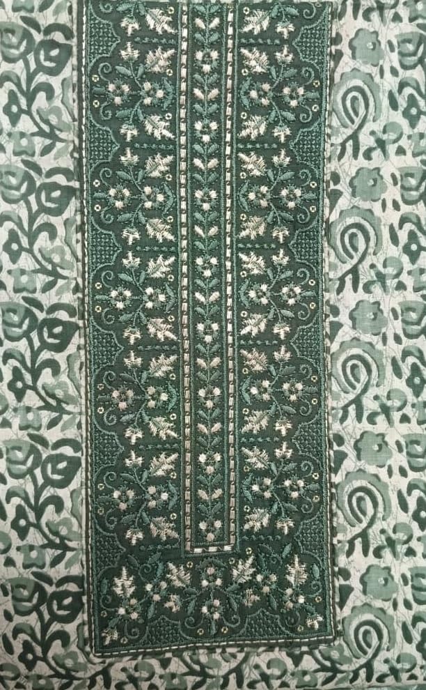 DRAVINAM Trends Women's Printed Embroidered and Hand Work Premium Cotton Jaipuri Unstitched Salwar Suit Dress Material with Mulmul Cotton Dupatta