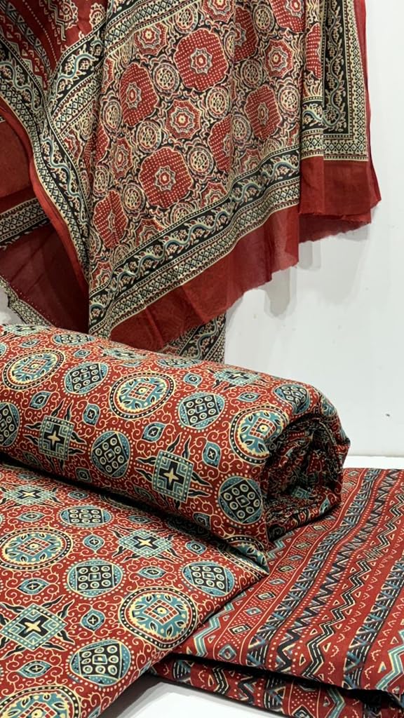 DRAVINAM Trends Jaipuri Print Cambric Cotton Unstitched Salwar Suit Dress Material for Women with Mulmul Cotton Dupatta