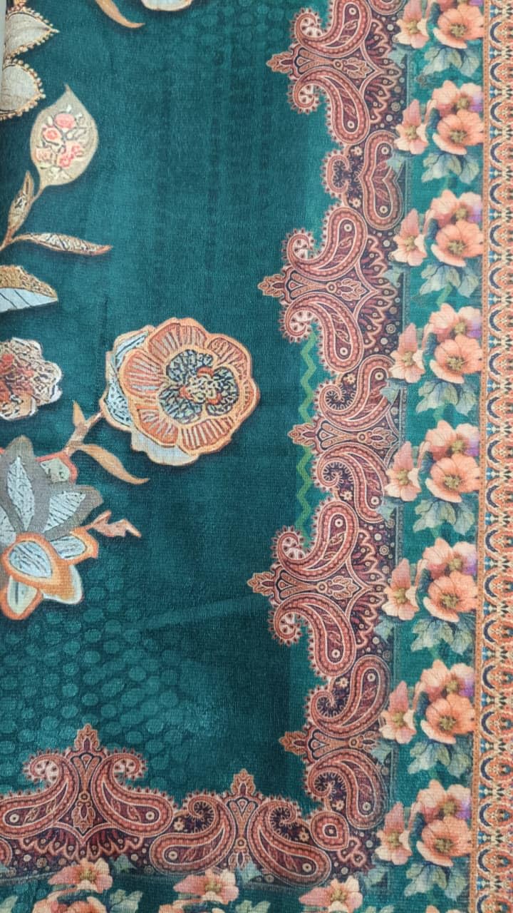 DRAVINAM Trends Women's Winter Wear Unstitched Digital Floral Printed Velvet Salwar Suit Dress Material with Velvet Digital Printed Dupatta