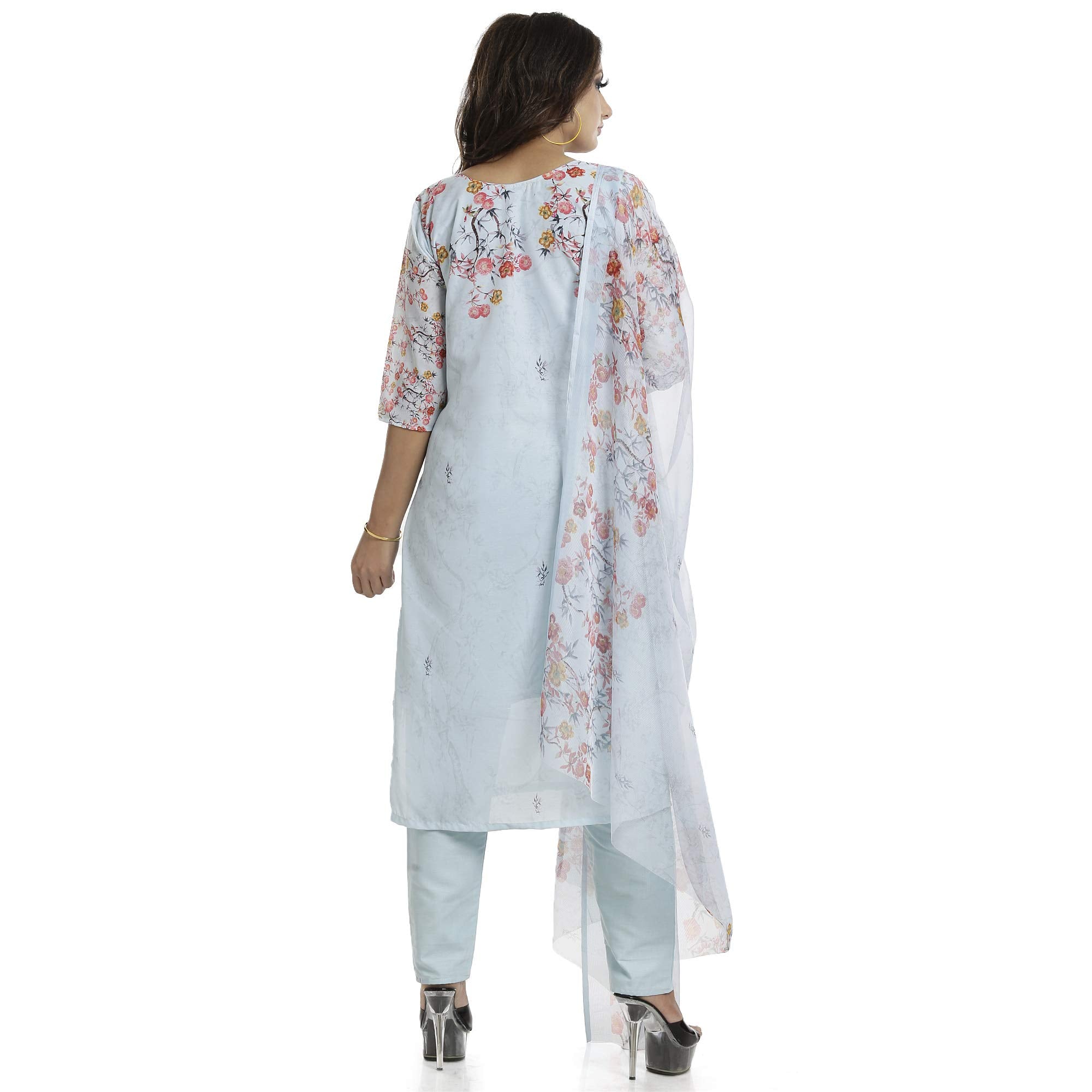 DRAVINAM Trends Women's Unstitched Muslin Digital Printed Salwar Suit Dress Material with Tabby Lining Printed Dupatta (Free size_Sea Green)