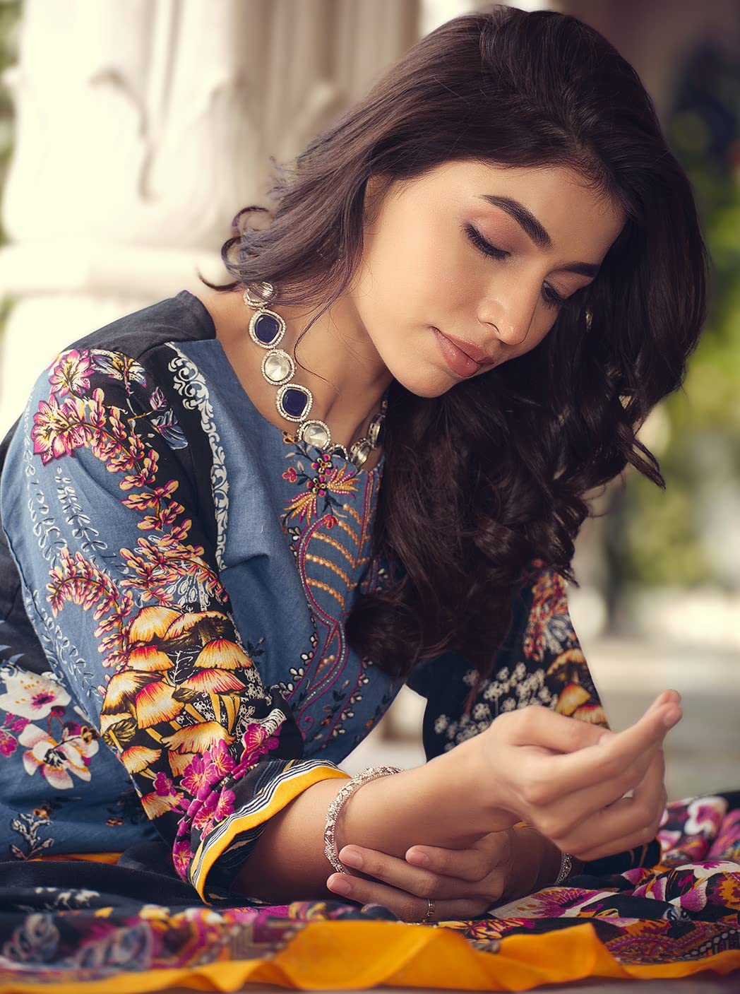 DRAVINAM Trends Unstitched Pakistani Print Embroidered Cotton Salwar Suit Dress Materials with Dupatta