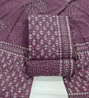 DRAVINAM Trends Hand Block Print Sanganeri Cambric Unstitched Cotton Suit Dress Material for Women with Mulmul Cotton Hand Printed Dupatta