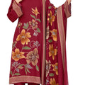 DRAVINAM Trends Complete Unstitch Pashmina Suit Set: Pure Viscose Pashmina Foil Print Top with Fancy Hand Embroidery (2.5 m) II Solid Bottoms (2.5 m) II Digital Print Shawl Dupatta (2.25 m)