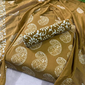 DRAVINAM Trends Unstitched Jaipuri Handmade Wax Batik Print Soft Cotton Dress Material with Dupatta