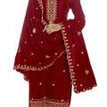 DRAVINAM Trends Women's Unstitched Premium Velvet Embroidered Salwar suit Dress Material with Velvet Embroidered Dupatta and Velvet Embroidered Unstitch Bottoms