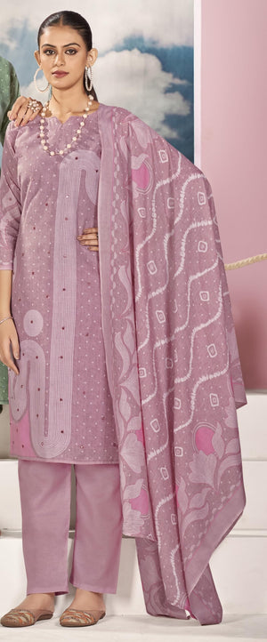 DRAVINAM Trends Women's Unstitched Salwar Suit Dress Material - Cotton Digital Printed Organza Embroidered Kameez II Unstitch Bottoms II Cotton Dupatta