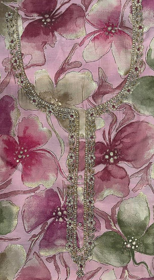 DRAVINAM Trends Handwork Modal Silk Unstitched Salwar Suit with Scalloped Dupatta