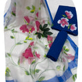 DRAVINAM Trends Women's Floral Hand Painted Unstitched Salwar Suit Dress Material with Pure Chiffon Dupatta (Blue & White)