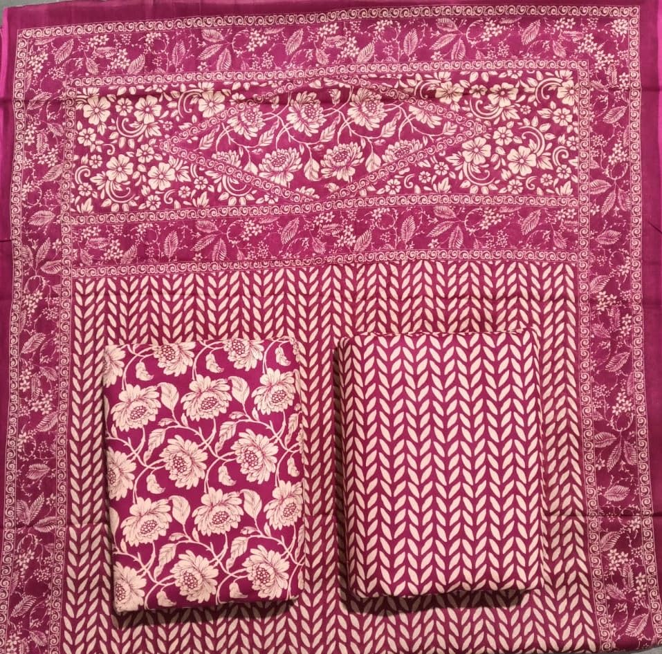 DRAVINAM Trends Jaipuri Print Cambric Cotton Unstitched Salwar Suit Dress Material for Women with Mulmul Cotton Dupatta