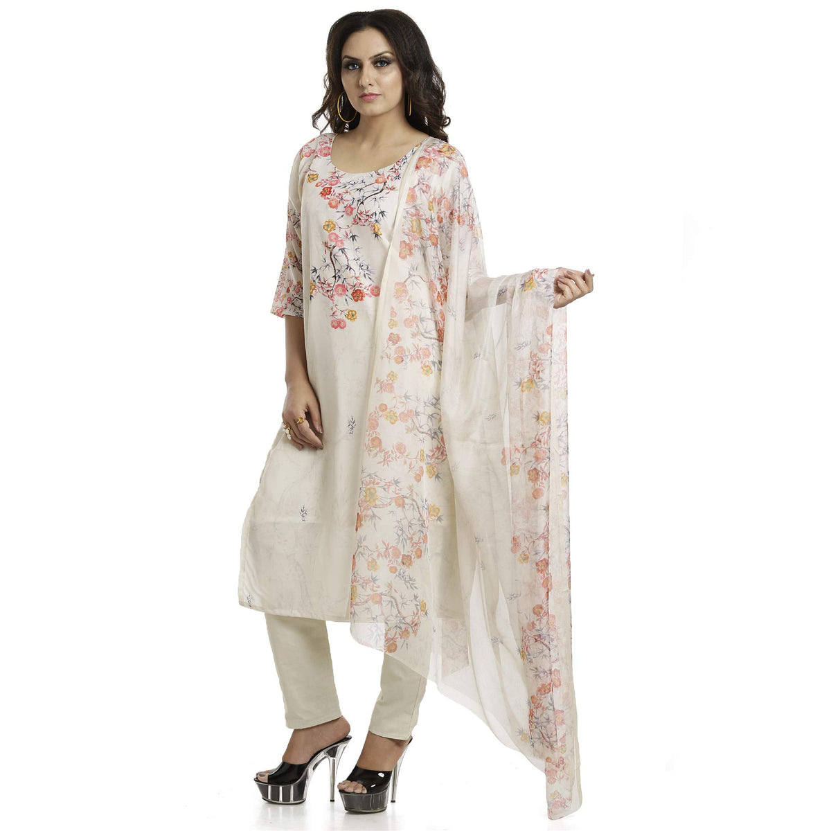 DRAVINAM Trends Women's Unstitched Muslin Digital Printed Salwar Suit Dress Material with Tabby Lining Printed Dupatta (Free size_Sea Green)