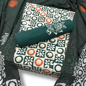 DRAVINAM Trends Unstitched Jaipuri Handmade Multicolour Wax Batik Print Soft Cotton Dress Material with Dupatta