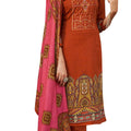 DRAVINAM Trends Women's Premium Pashmina Spun Embroidered Unstitched Salwar Suit Winter Dress Material with Pashmina Spun Shawl
