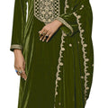DRAVINAM Trends Women's Unstitched Premium Velvet Embroidered Salwar suit Dress Material with Embroidered Bottoms and Haevy Velvet Dupatta