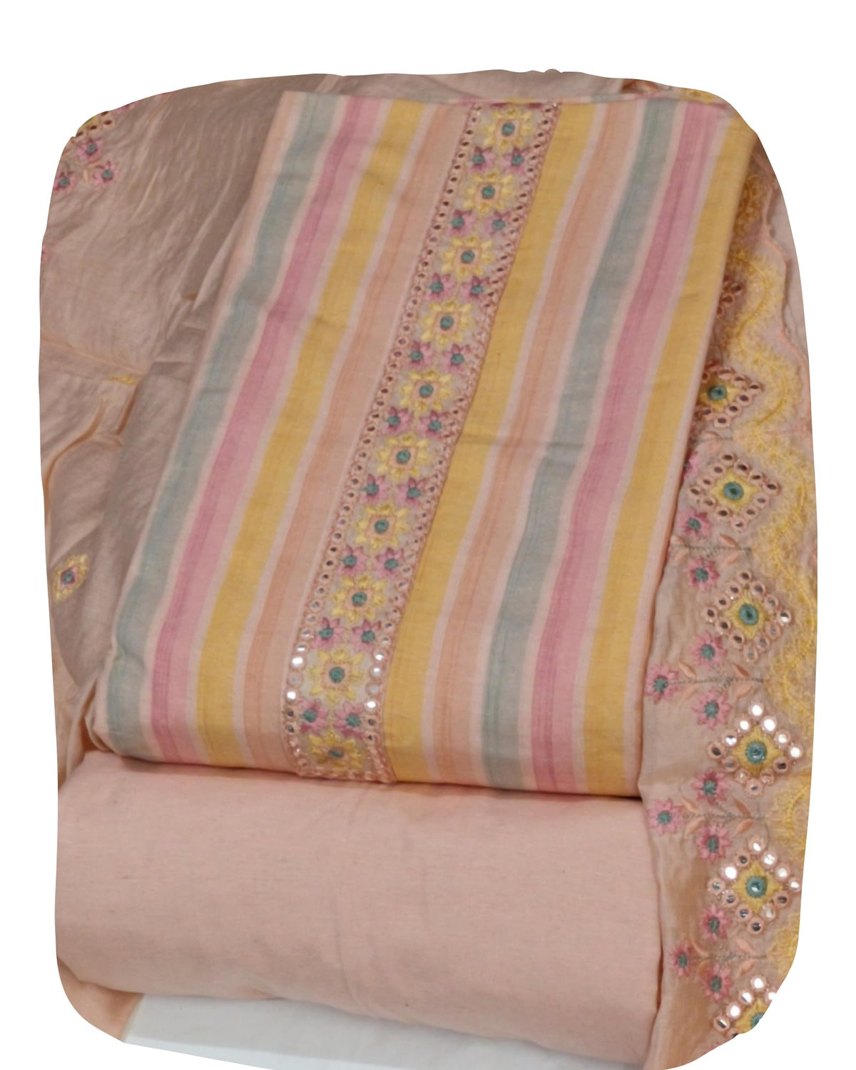 DRAVINAM Trends Women's Cotton Floral Printed Unstitched Suit Set with Embroidered Pin-Tuck Yoke & Soft Silk Dupatta