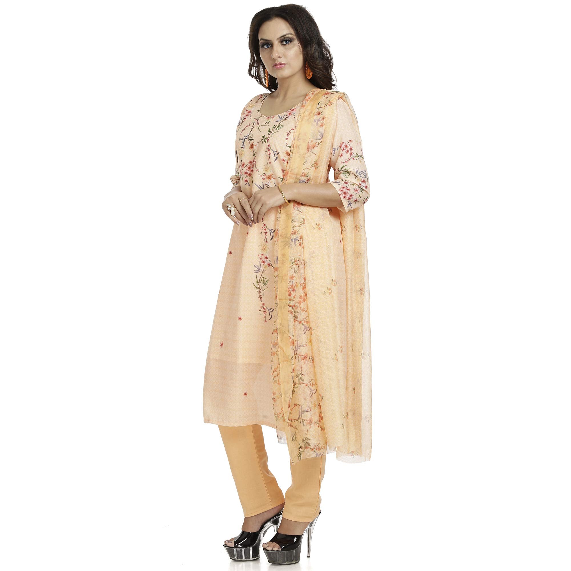 DRAVINAM Trends Women's Unstitched Muslin Digital Printed Salwar Suit Dress Material with Tabby Lining Printed Dupatta (Free size_Sea Green)