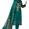 DRAVINAM Trends Complete Unstitch Pashmina Suit Set: Pure Viscose Pashmina Foil Print Top with Fancy Embroidery (2.5 m) II Solid Bottoms (2.8 m) II Digital Print Shawl Dupatta (2.25 m)