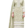 DRAVINAM Trends Women's Pure Cambric Cotton Printed Lace Work Unstitched Summer Ladies Suit Dress Material with Unstitched Cotton Bottoms and Cotton Printed Dupatta