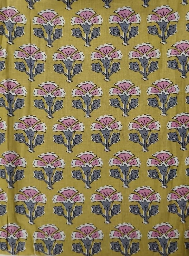 DRAVINAM Trends Jaipuri Sanganari Print Cambric Cotton Unstitched Salwar Suit Dress Material for Women with Mulmul Cotton Dupatta