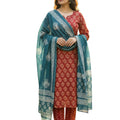 Hand Block Print Jaipuri Cambric Unstitched Cotton Suit Dress Material for Women with Mulmul Cotton Hand Printed Dupatta