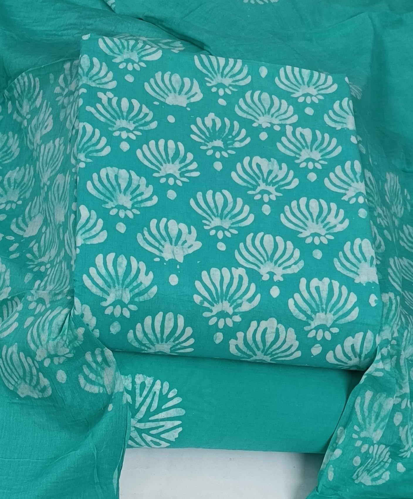 DRAVINAM Trends Unstitched Jaipuri Handmade Wax Batik Print Soft Cotton Dress Material with Dupatta