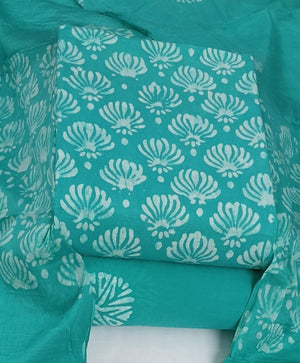 DRAVINAM Trends Unstitched Jaipuri Handmade Wax Batik Print Soft Cotton Dress Material with Dupatta