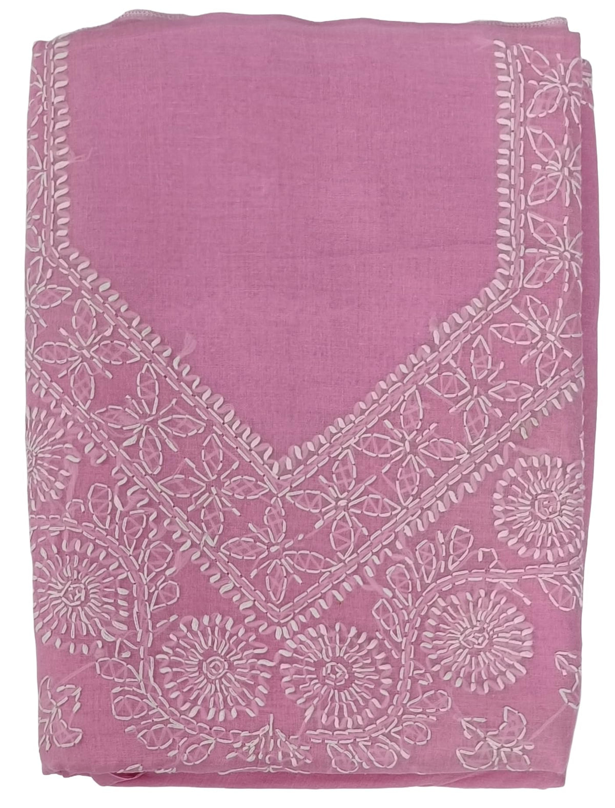 DRAVINAM Trends Women’s Cotton Unstitched Chikankari Suit Set with Dupatta & Bottom | Hand-Embroidered Lucknowi Dress Material | Premium Ethnic Wear for Women | Free Size (3-Piece)