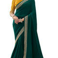 DRAVINAM Trends Women's Embroidered Silk saree with Unstitched Embroidered Blouse Piece