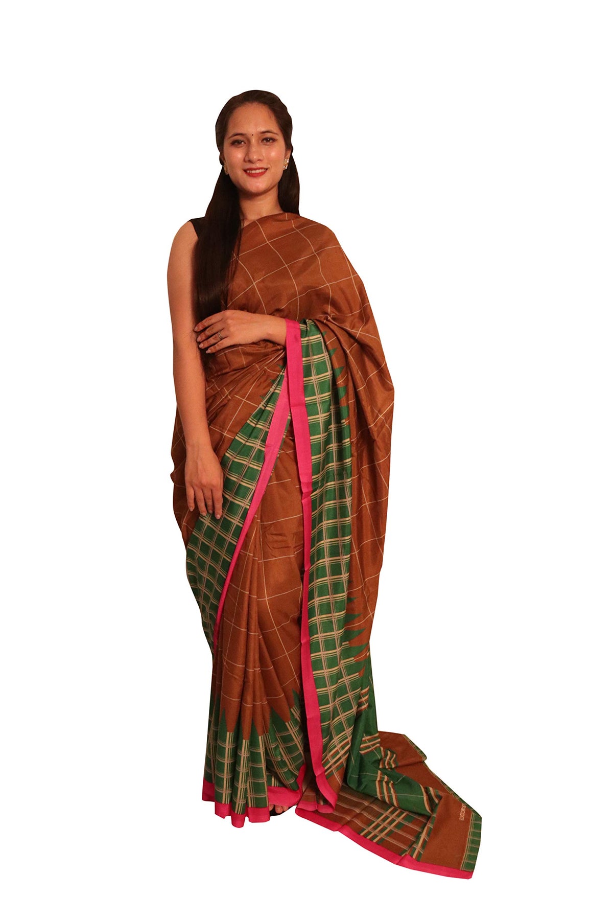 DRAVINAM Trends cotton blend Saree (Ikkat2_10_Green and Blue)