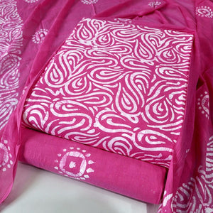 DRAVINAM Trends Unstitched Jaipuri Handmade Wax Batik Print Soft Cotton Dress Material with Dupatta