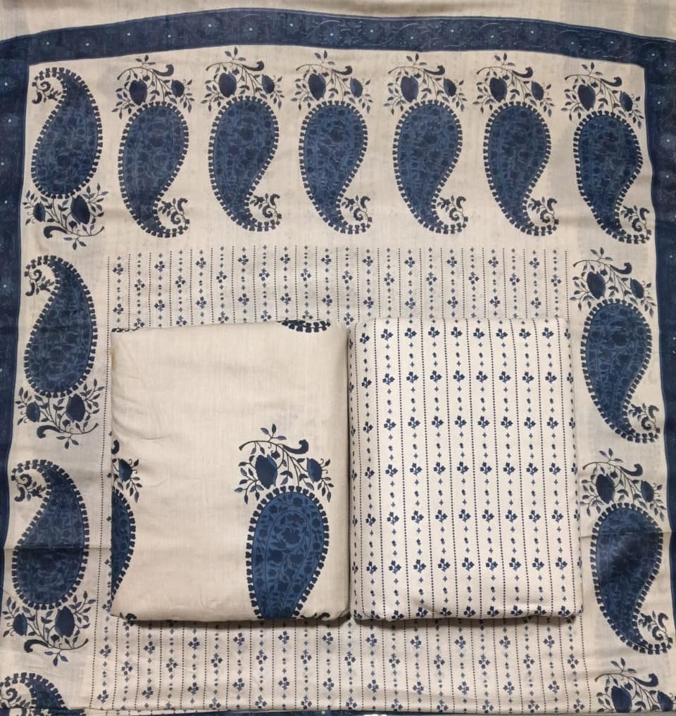 DRAVINAM Trends Jaipuri Print Cambric Cotton Unstitched Salwar Suit Dress Material for Women with Mulmul Cotton Dupatta