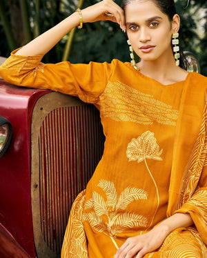 DRAVINAM Trends Women's Winter Wear Kashmiri Kani Printed Warm Salwar Kameez Dress Material with Swaroski Work and Twill Pashmina Printed Shawl Dupatta