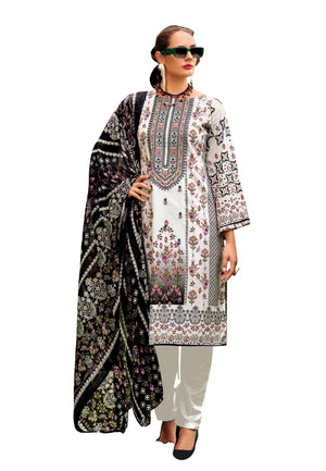 DRAVINAM Trends Kurti 2.50 mtrs, Pure Cotton (3 mtrs apx), Pure MAL MAL Cotton Dupatta Digital Print|Black 1