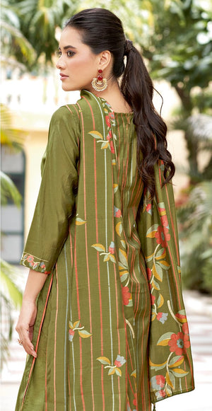 DRAVINAM Trends Women's Unstitched Salwar Suit Dress Material Modal Silk Discharge Foil Print Embroidered Kameez Plain Unstitched Bottoms and Modal Silk Discharge Foil Print Dupatta