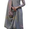 DRAVINAM Trends Women's Unstitched Embroidered Pure Cambric Cotton Plazzo Suit Dress Material with Digital Printed Mal Mal Cotton Dupatta for Office Wear/ College Wear (Grey)