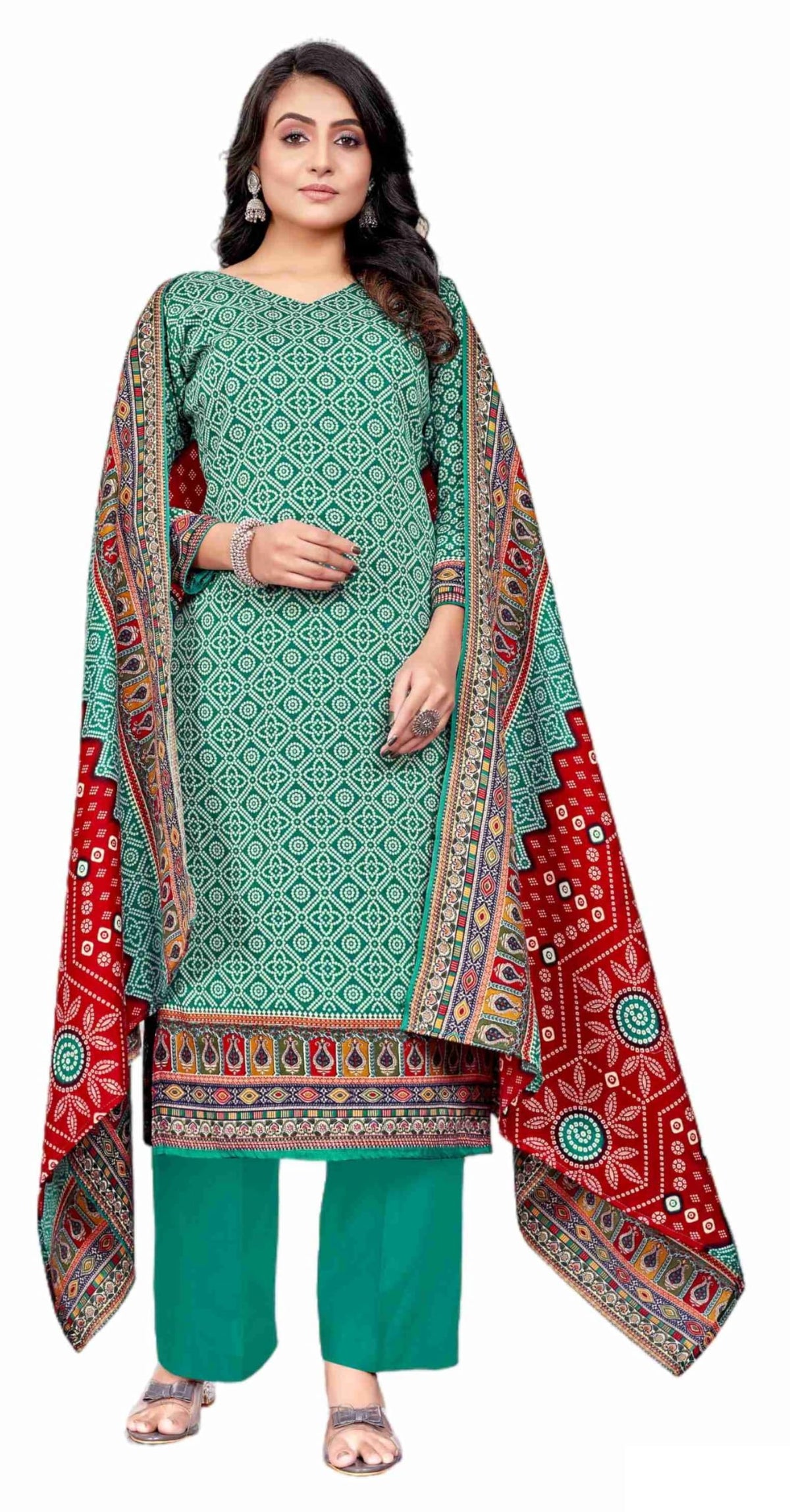 DRAVINAM Trends Heavy Spun Digital Style Printed Unstitched Salwar Suit for Women with Shawl Dupatta